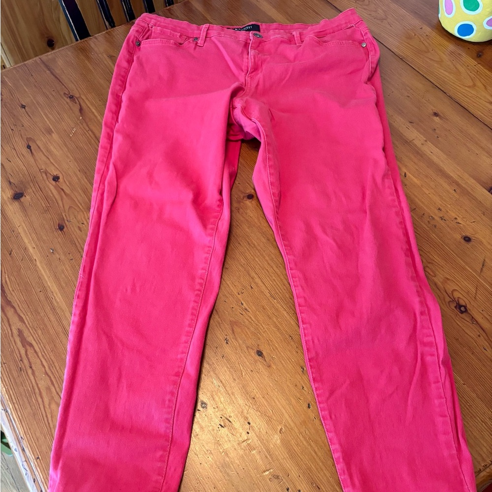 Nine West Red Straight Leg Jeans Vibrant Denim